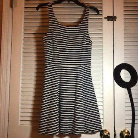 American Eagle Tank with Skater Skirt  Gray and White Striped Sundress - Picture 2 of 7